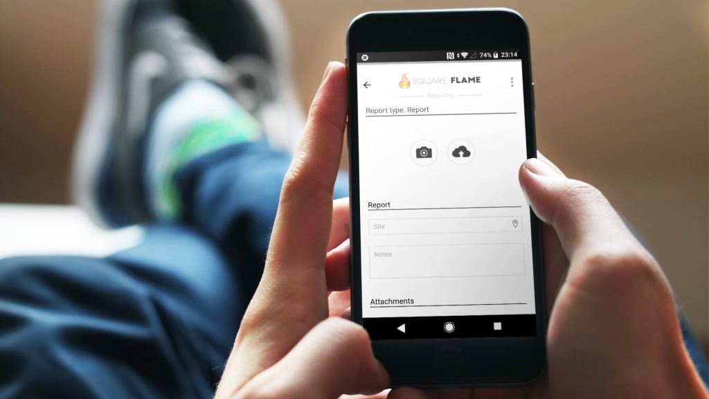 Person Using the Square Flame Service App on Android